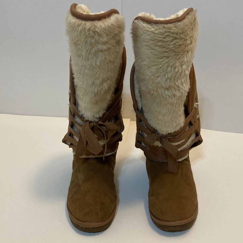 JustFab Brown and Cream Fur-Lined Winter Boots